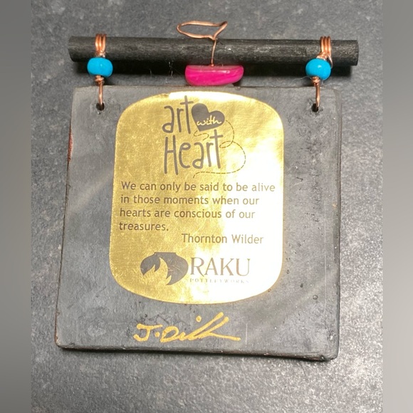 Raku Pottery Dreamcatcher Silhouette Hummingbird Tile - Picture 5 of 10